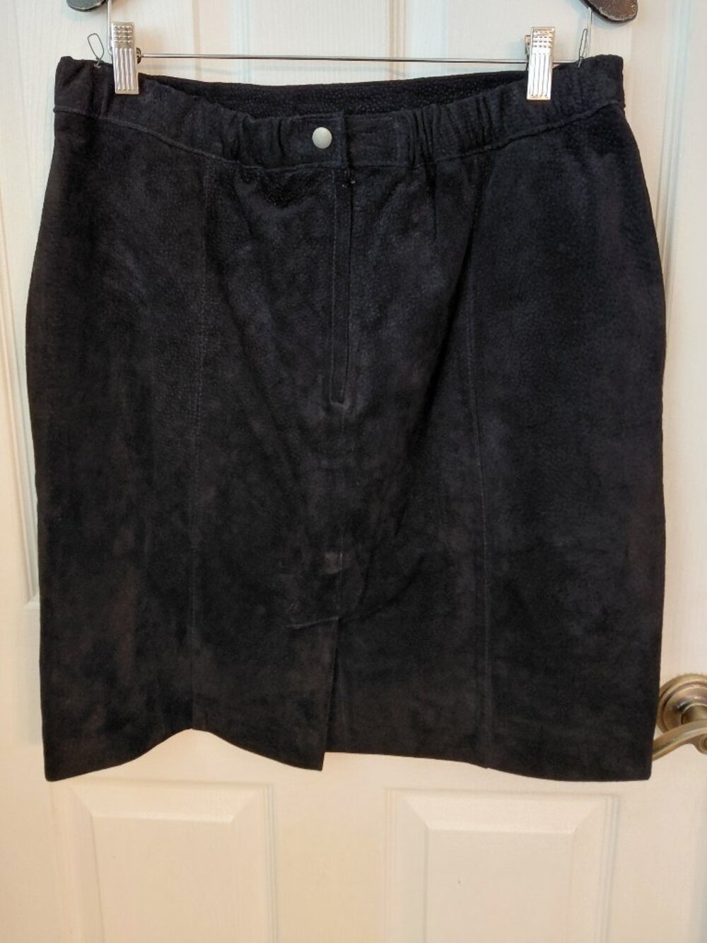 Vintage Black Genuine Suede Mini Skirt Size 18